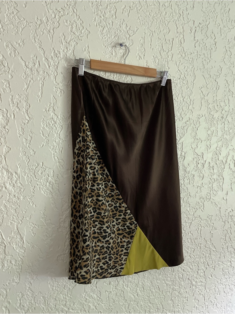 Express RARE Vintage Y2K Colorblocked Leopard Silk Skirt - M - Picture 2 of 5